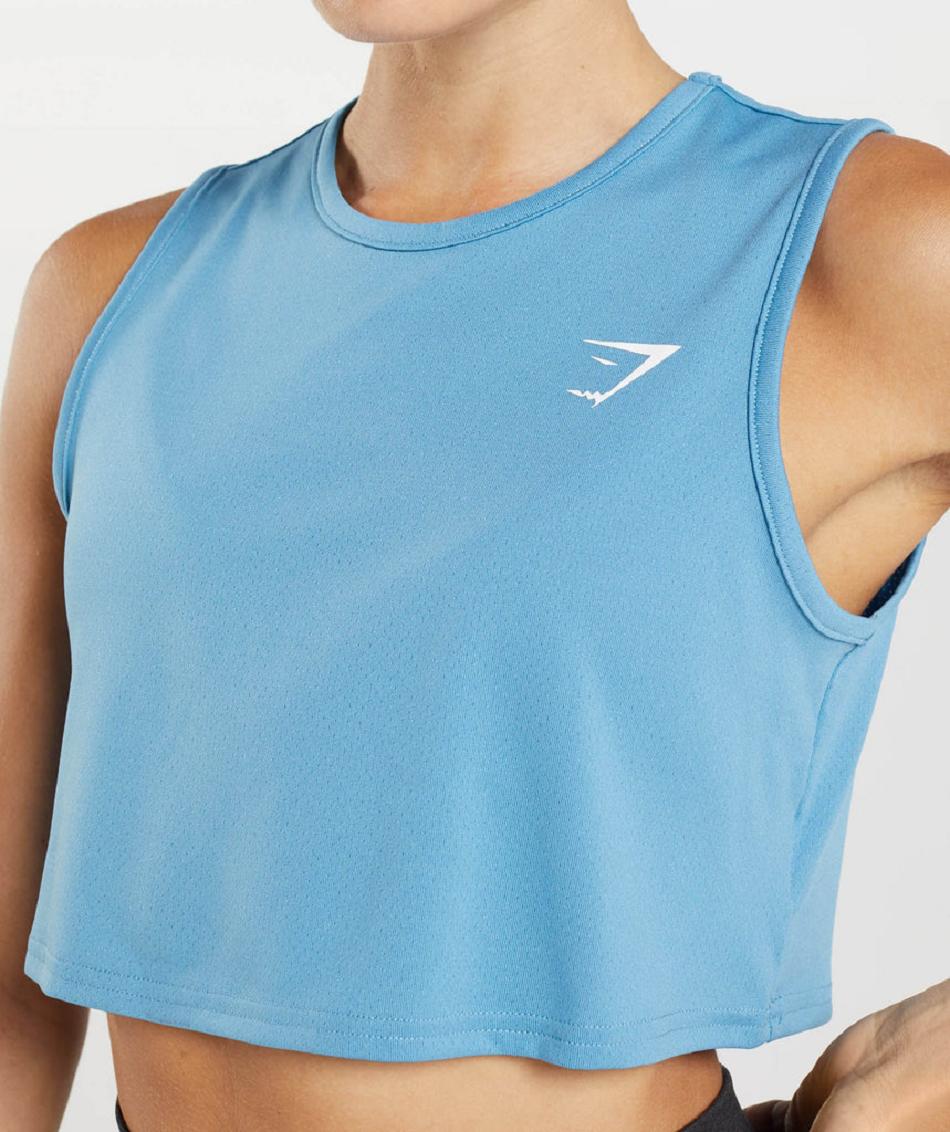 Camiseta Tirantes Gymshark Entrenamiento Crop Mujer Azules | CO 2378QMA